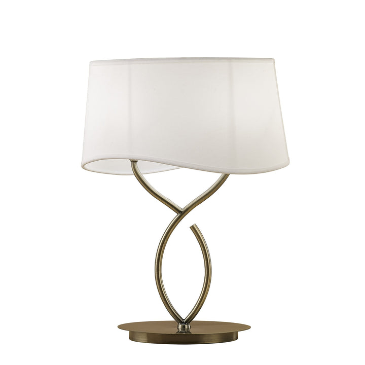 Mantra M1926 Ninette Table Lamp 2 Light E14 Large Antique Brass Ivory White Shade