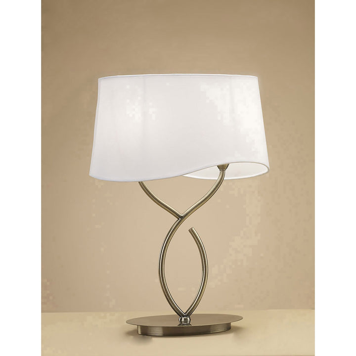 Mantra M1926 Ninette Table Lamp 2 Light E14 Large Antique Brass Ivory White Shade