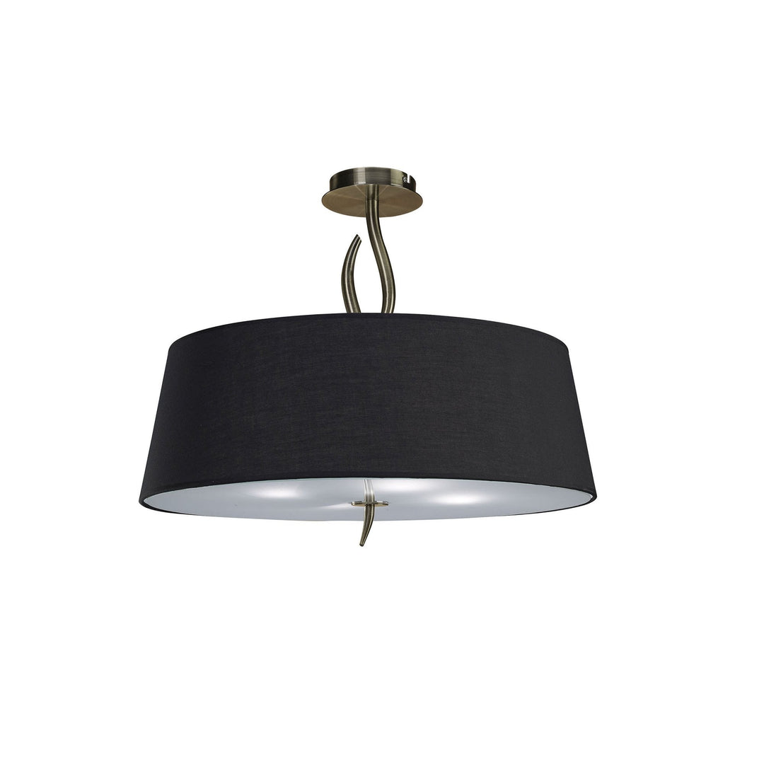 Mantra M1928/BS Ninette Semi Flush 4 Light E27 Antique Brass Black Shade