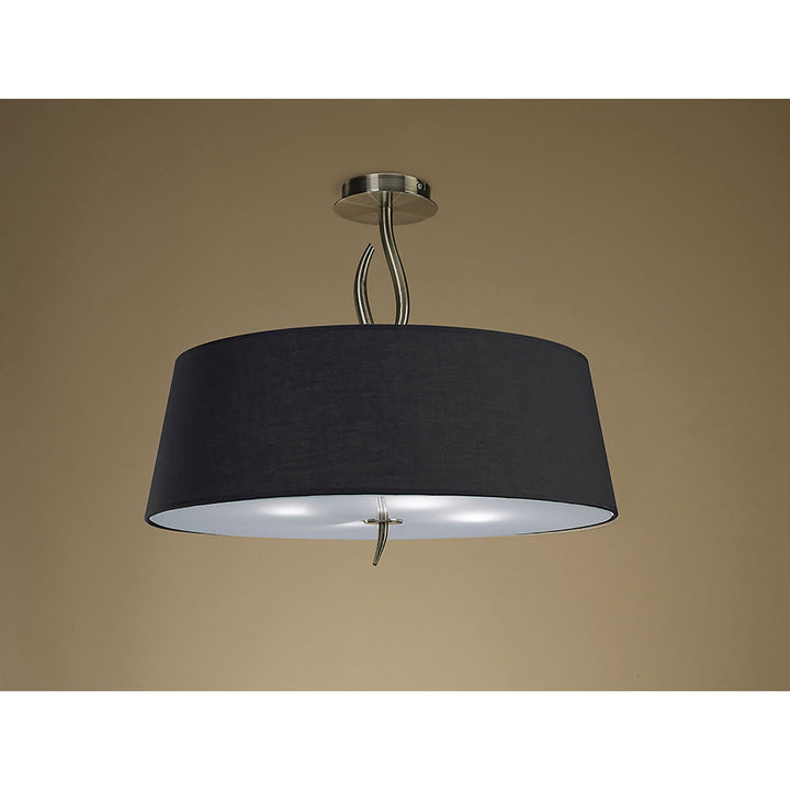 Mantra M1928/BS Ninette Semi Flush 4 Light E27 Antique Brass Black Shade