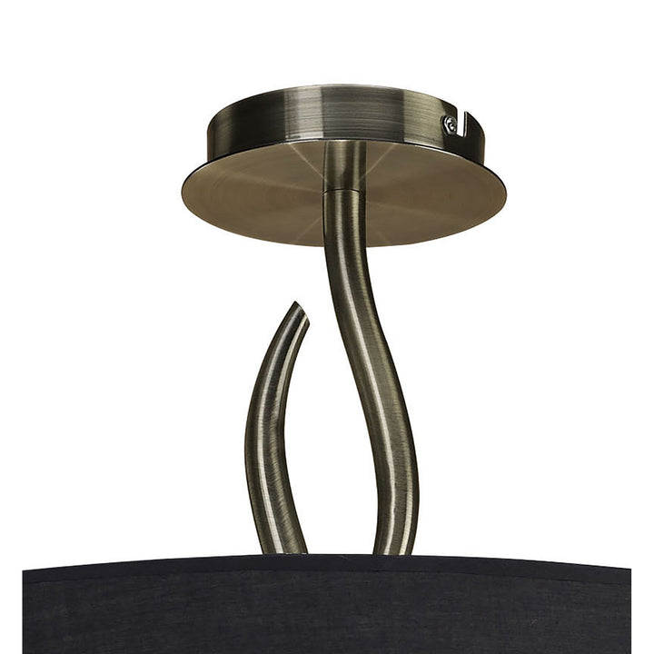 Mantra M1928/BS Ninette Semi Flush 4 Light E27 Antique Brass Black Shade