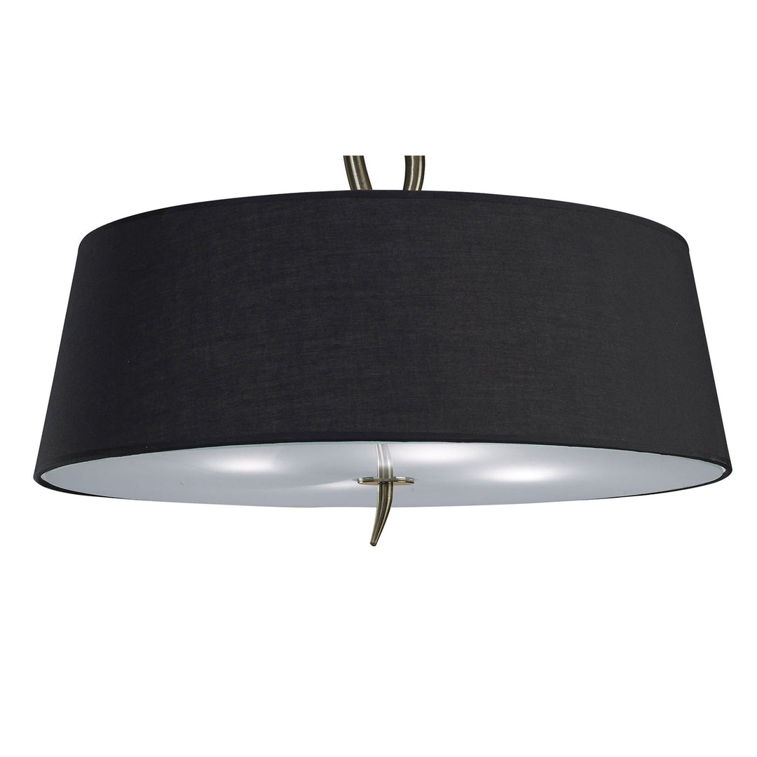 Mantra M1928/BS Ninette Semi Flush 4 Light E27 Antique Brass Black Shade