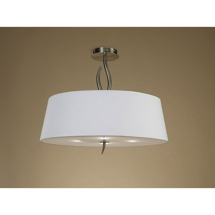 Mantra M1928 Ninette Semi Flush 4 Light E27 Antique Brass Ivory White Shade