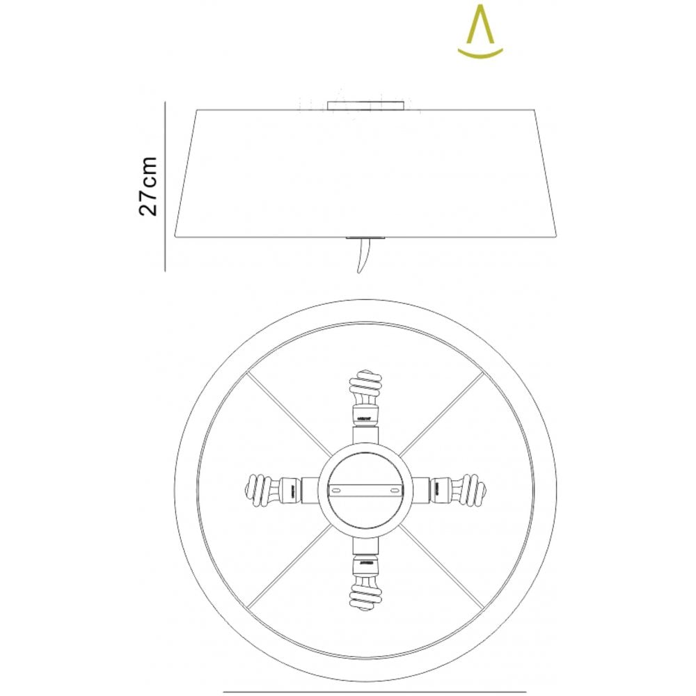 Mantra M1929/BS Ninette Ceiling 4 Light E27 Antique Brass Black Shade