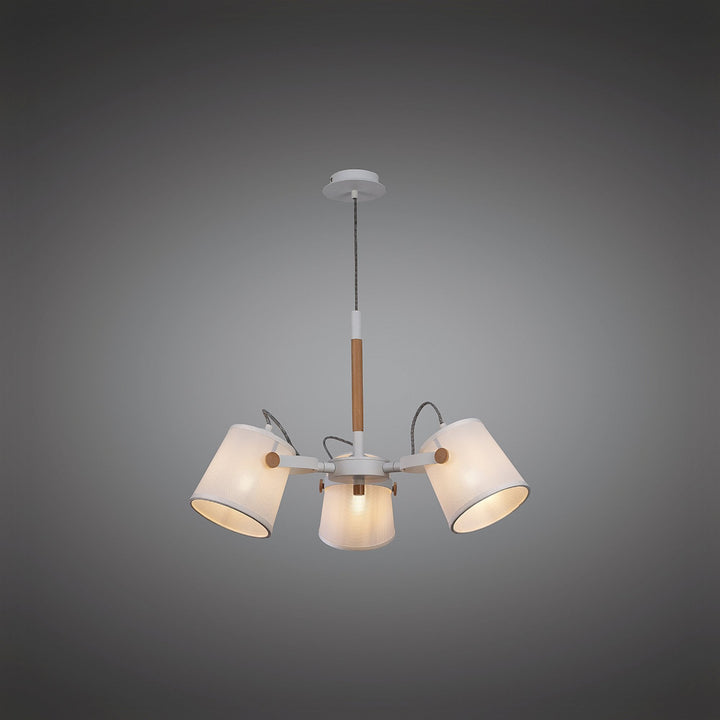 Mantra M5461 Nordica II Position Pendant 3 Light White Beech White Shades