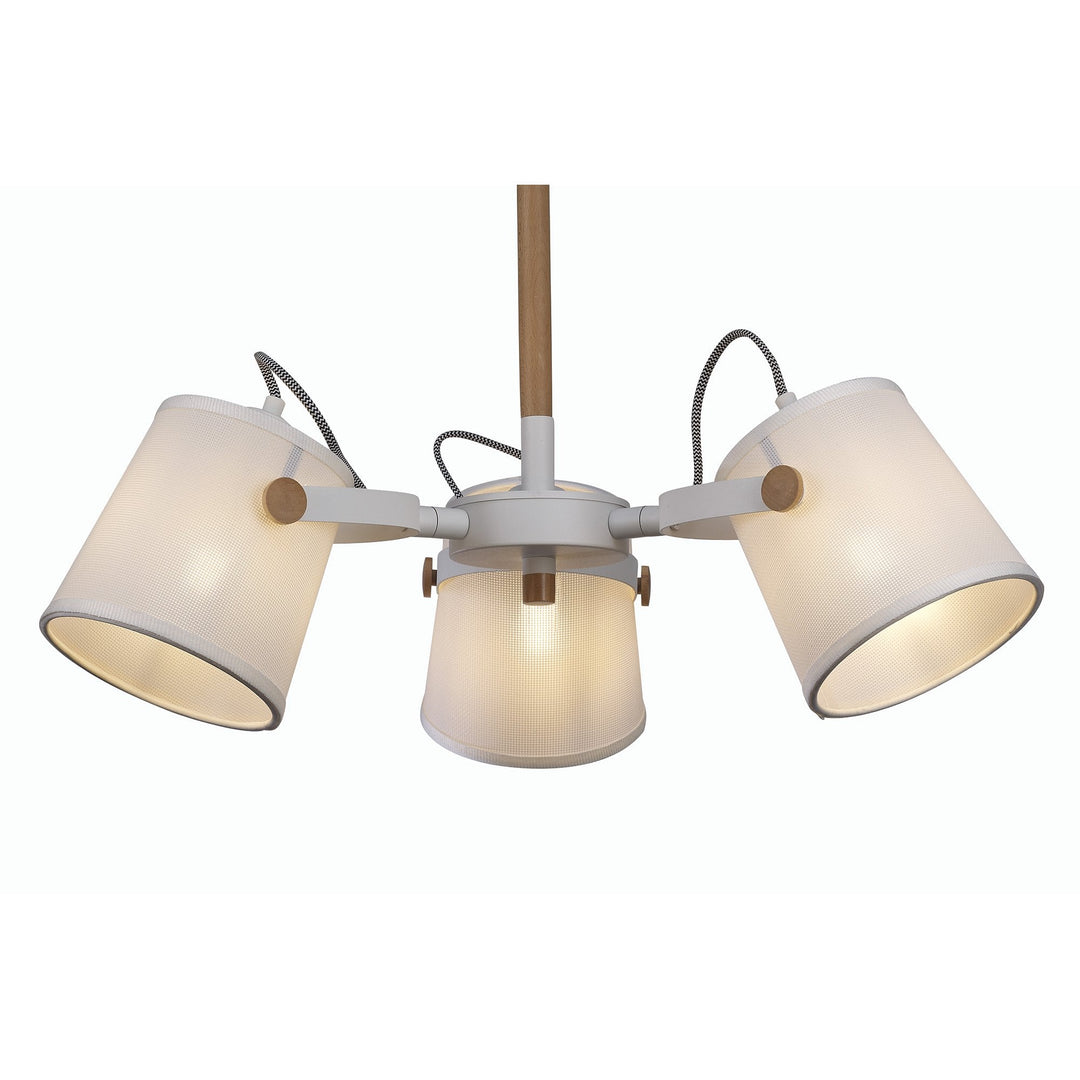 Mantra M5461 Nordica II Position Pendant 3 Light White Beech White Shades