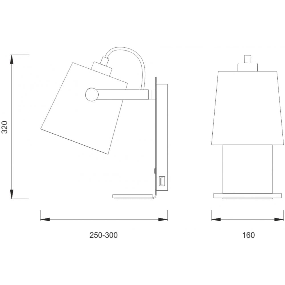 Mantra M5462 Nordica II Position Wall Light USB Socket White Beech White Shade