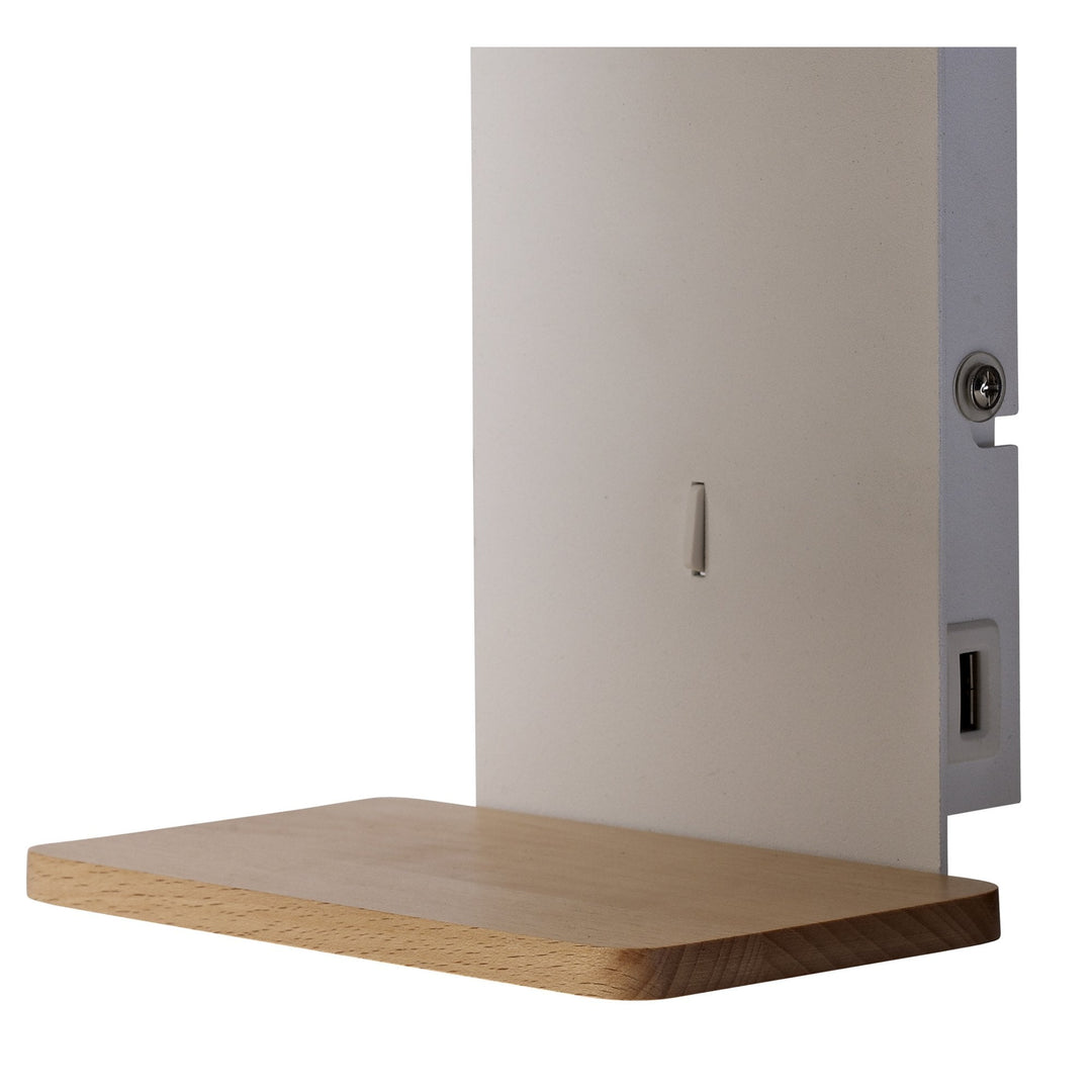 Mantra M5462 Nordica II Position Wall Light USB Socket White Beech White Shade