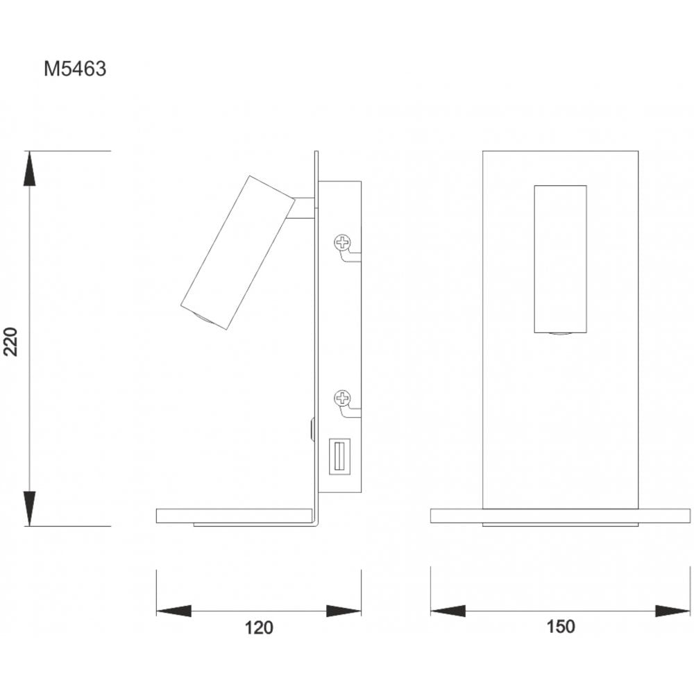 Mantra M5463 Nordica II Position Switched Wall Light USB Socket LED White/Beech