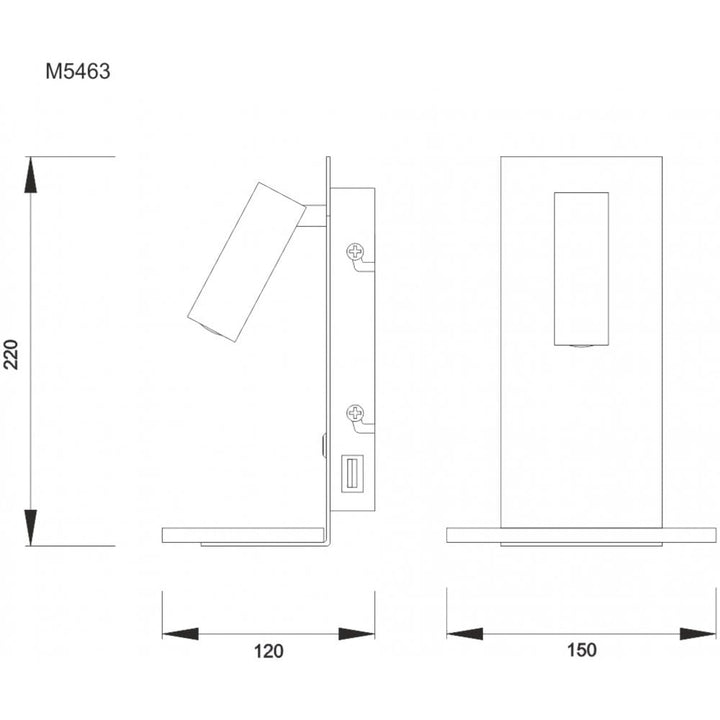 Mantra M5463 Nordica II Position Switched Wall Light USB Socket LED White/Beech