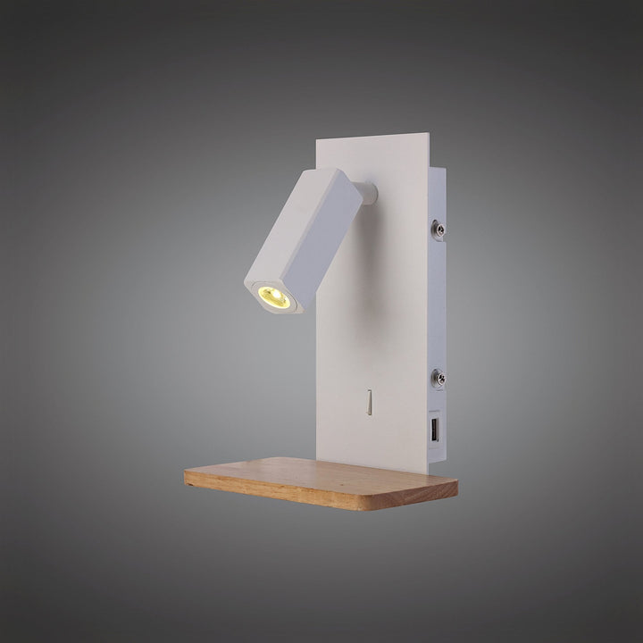 Mantra M5463 Nordica II Position Switched Wall Light USB Socket LED White/Beech