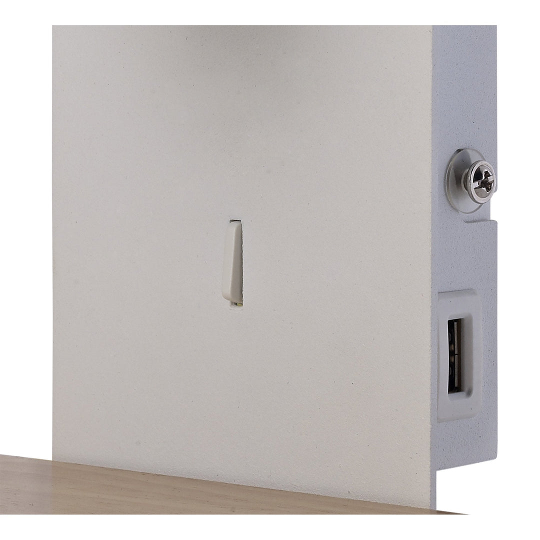 Mantra M5463 Nordica II Position Switched Wall Light USB Socket LED White/Beech