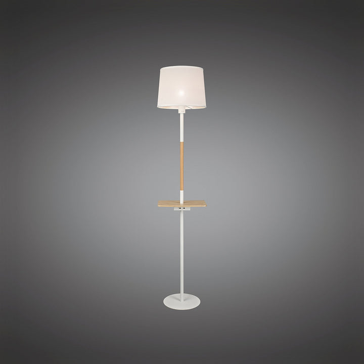 Mantra M5465 Nordica II Floor Lamp USB Socket White Beech White Shade