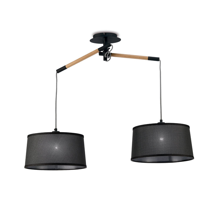 Mantra M4931 Nordica Pendant With Black Shade 2 Light