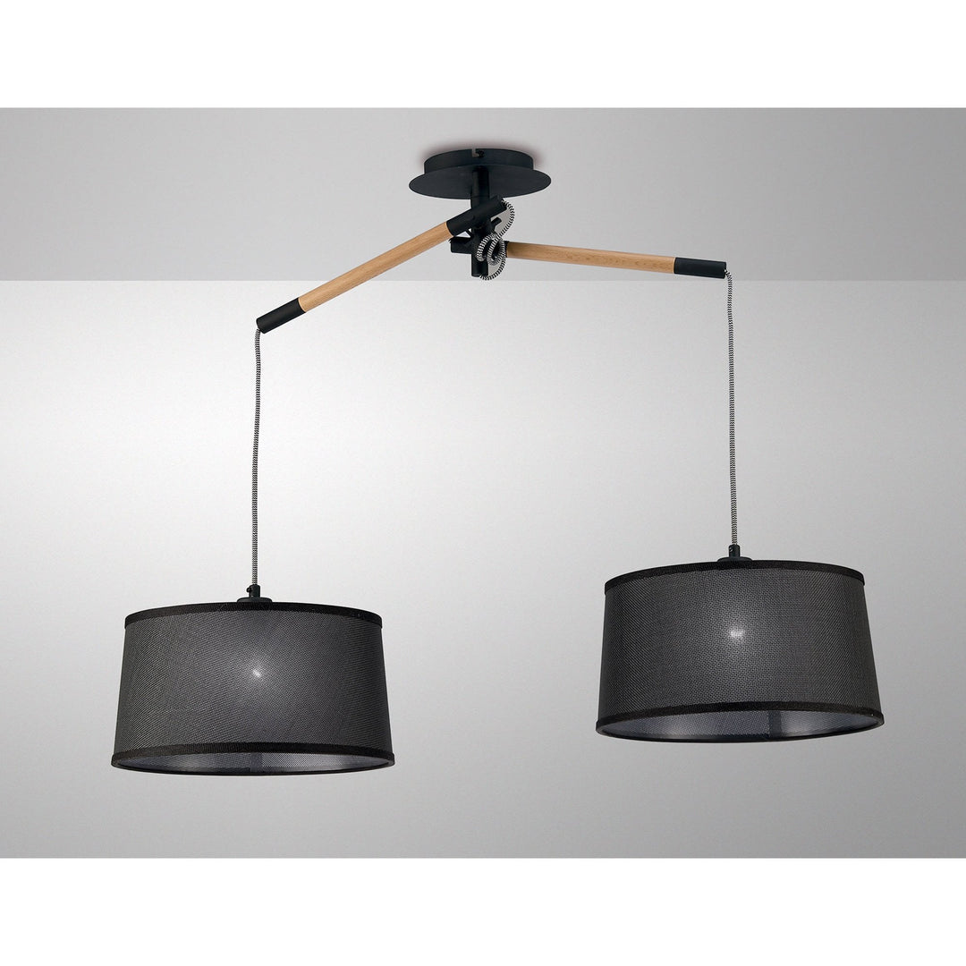 Mantra M4931 Nordica Pendant With Black Shade 2 Light