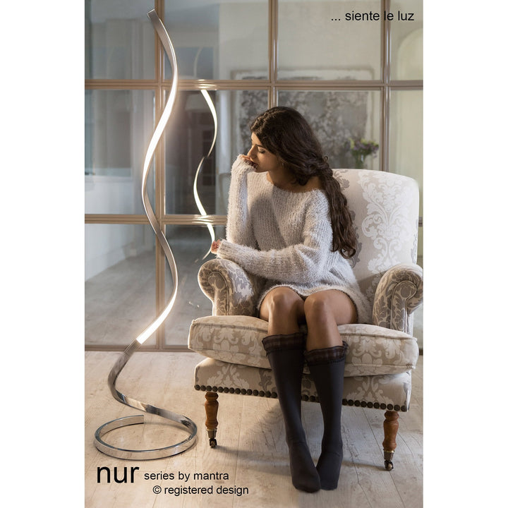 Mantra M4983 Nur Floor Lamp LED Dimmable Silver Frosted Acrylic Polished Chrome