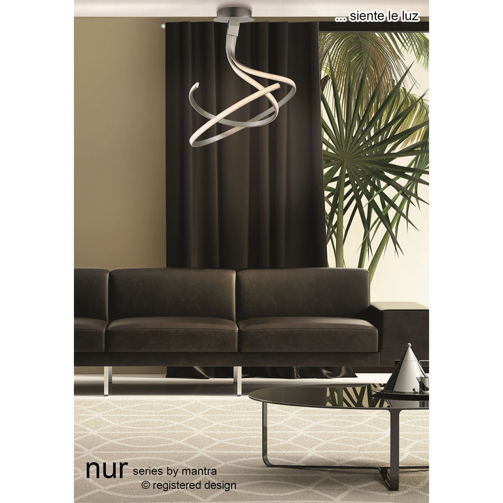 Mantra M4998 Nur Semi Ceiling LED Dimmable Silver Frosted Acrylic Polished Chrome