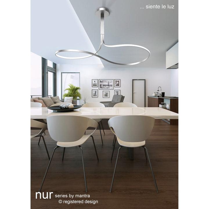 Mantra M5002 Nur XL Semi Ceiling LED Silver Frosted Acrylic Polished Chrome