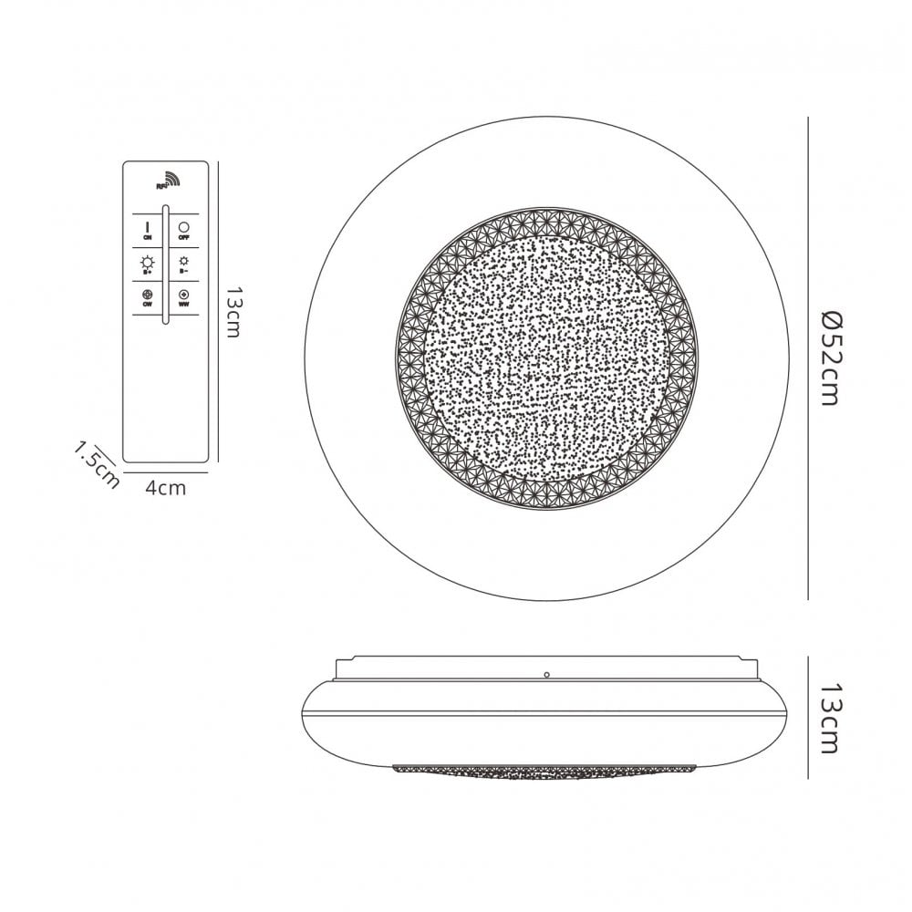 Mantra M6236 Opera Flush Fitting 52cm Round 40W LED White Remote Control