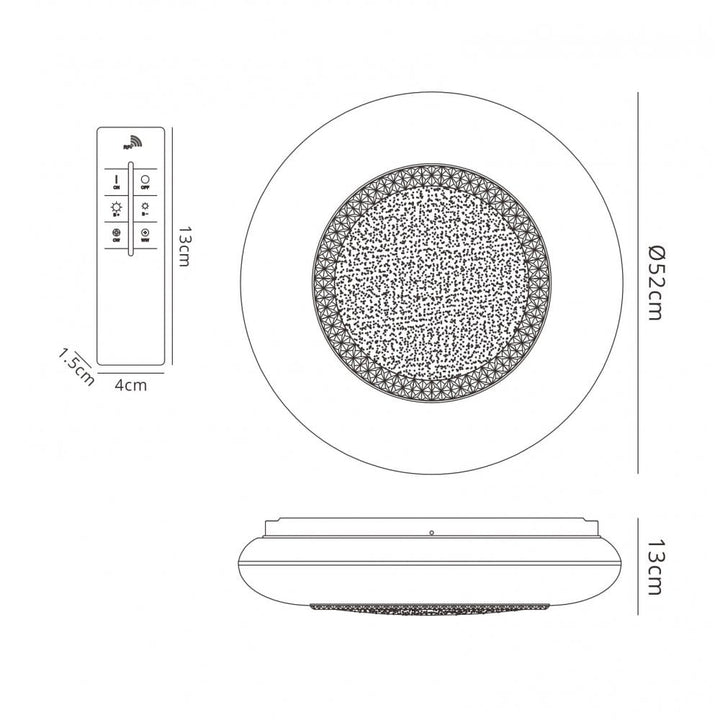 Mantra M6236 Opera Flush Fitting 52cm Round 40W LED White Remote Control