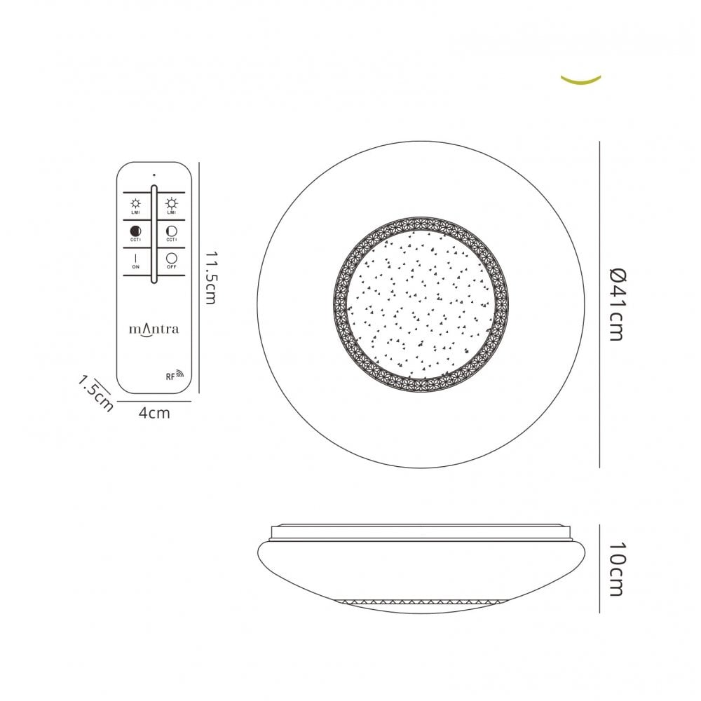 Mantra M6235 Opera Flush Fitting 41cm Round 24W LED White Remote Control