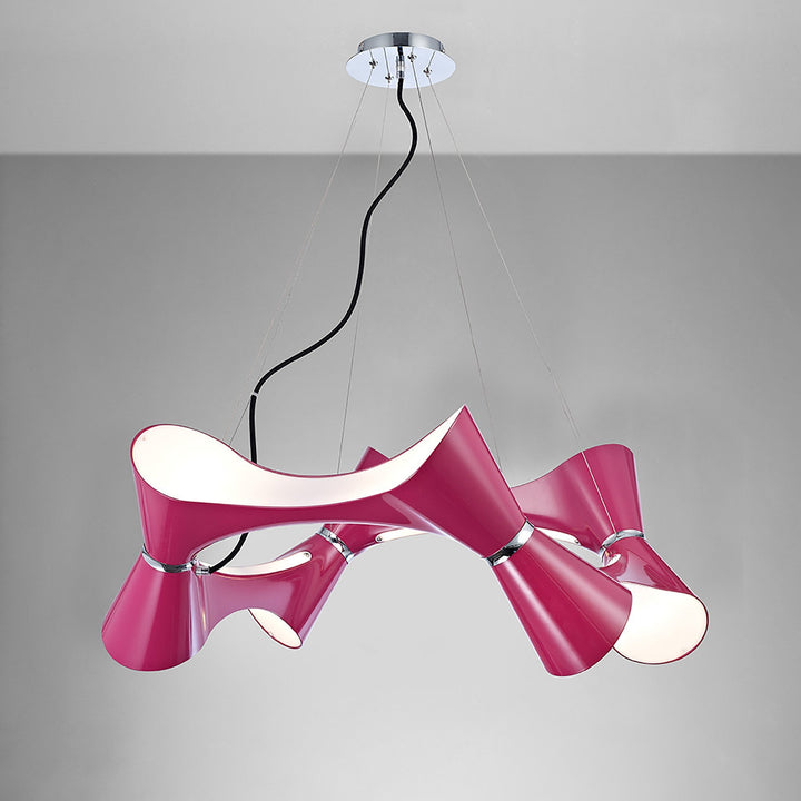 Mantra M1542/PU Ora Pendant 8 Twisted Round Light E27 Gloss Purple/White Acrylic/Polished Chrome