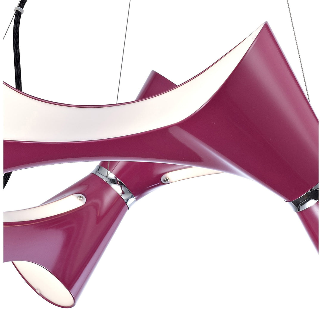 Mantra M1542/PU Ora Pendant 8 Twisted Round Light E27 Gloss Purple/White Acrylic/Polished Chrome