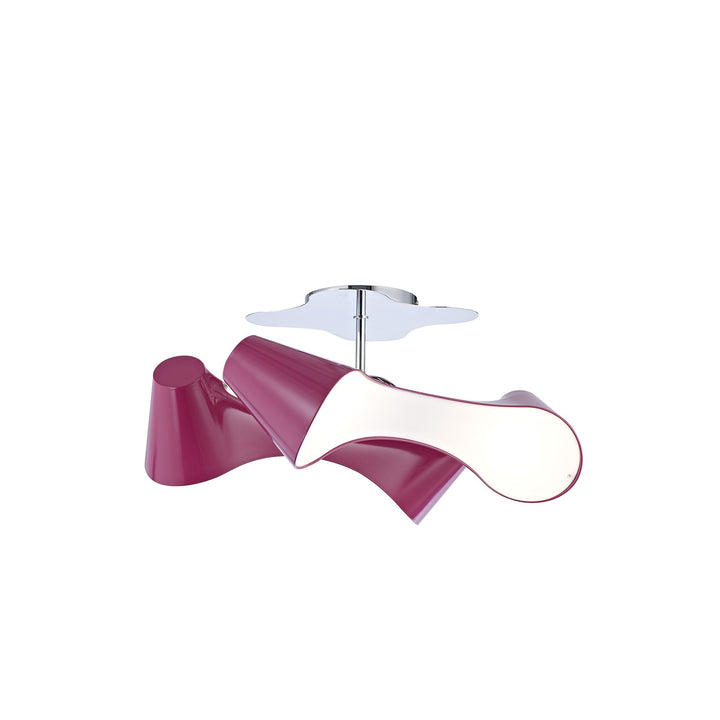 Mantra M1545/PU Ora Rectangular Ceiling 2 Arm 4 Light E27 Gloss Purple/White Acrylic/Polished Chrome