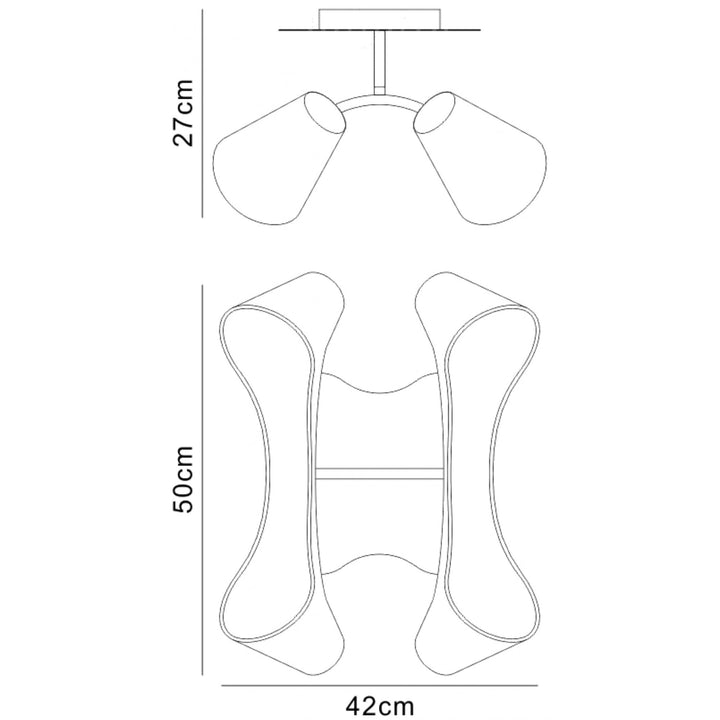 Mantra M1545/PU Ora Rectangular Ceiling 2 Arm 4 Light E27 Gloss Purple/White Acrylic/Polished Chrome