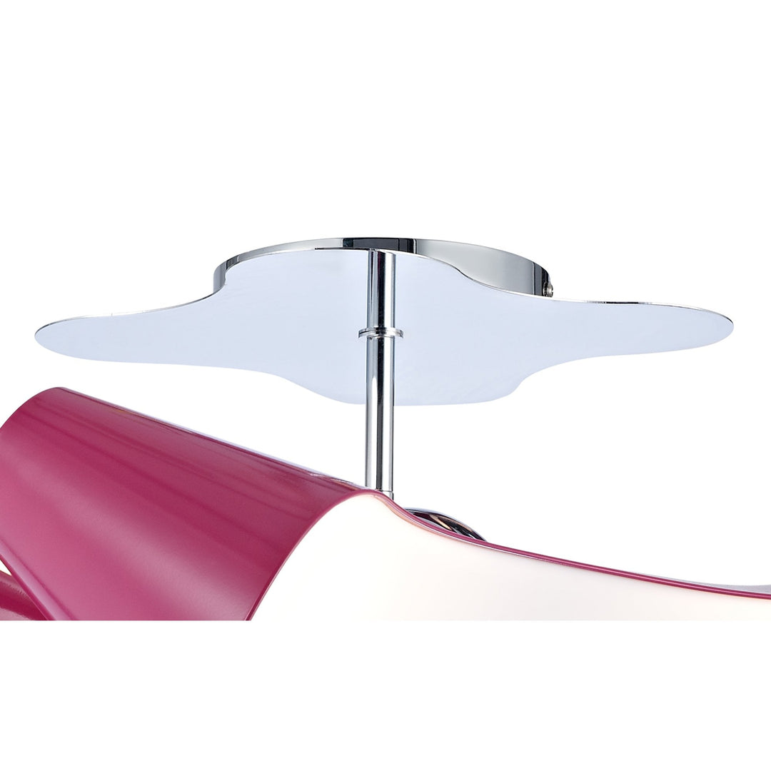 Mantra M1545/PU Ora Rectangular Ceiling 2 Arm 4 Light E27 Gloss Purple/White Acrylic/Polished Chrome