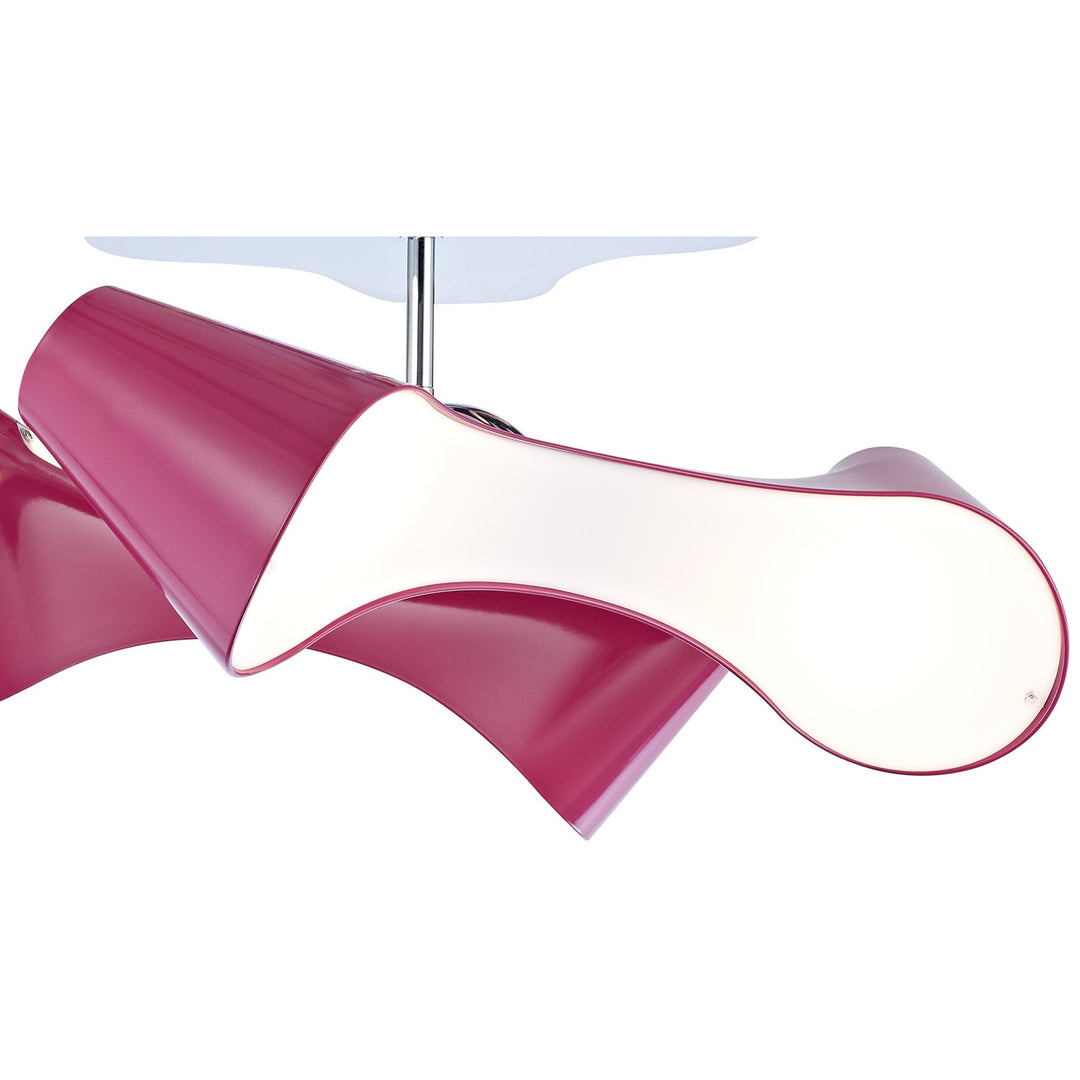 Mantra M1545/PU Ora Rectangular Ceiling 2 Arm 4 Light E27 Gloss Purple/White Acrylic/Polished Chrome