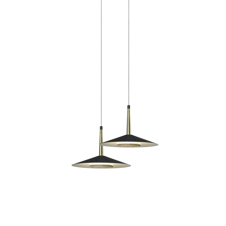 Mantra M7306 Orion 2 Light Linear Pendant 16W LED Black /Antique Brass