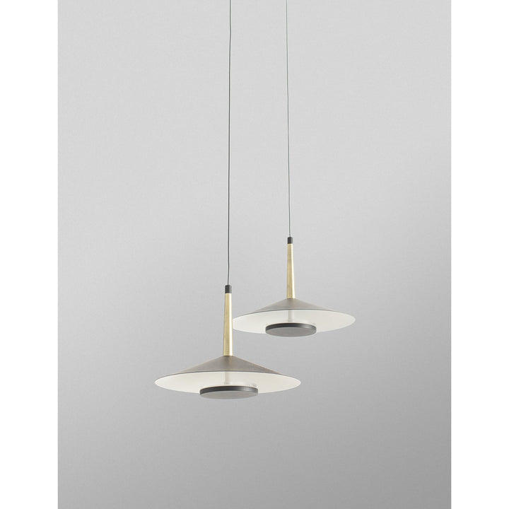 Mantra M7306 Orion 2 Light Linear Pendant 16W LED Black /Antique Brass