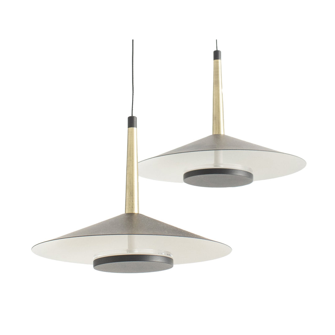 Mantra M7306 Orion 2 Light Linear Pendant 16W LED Black /Antique Brass