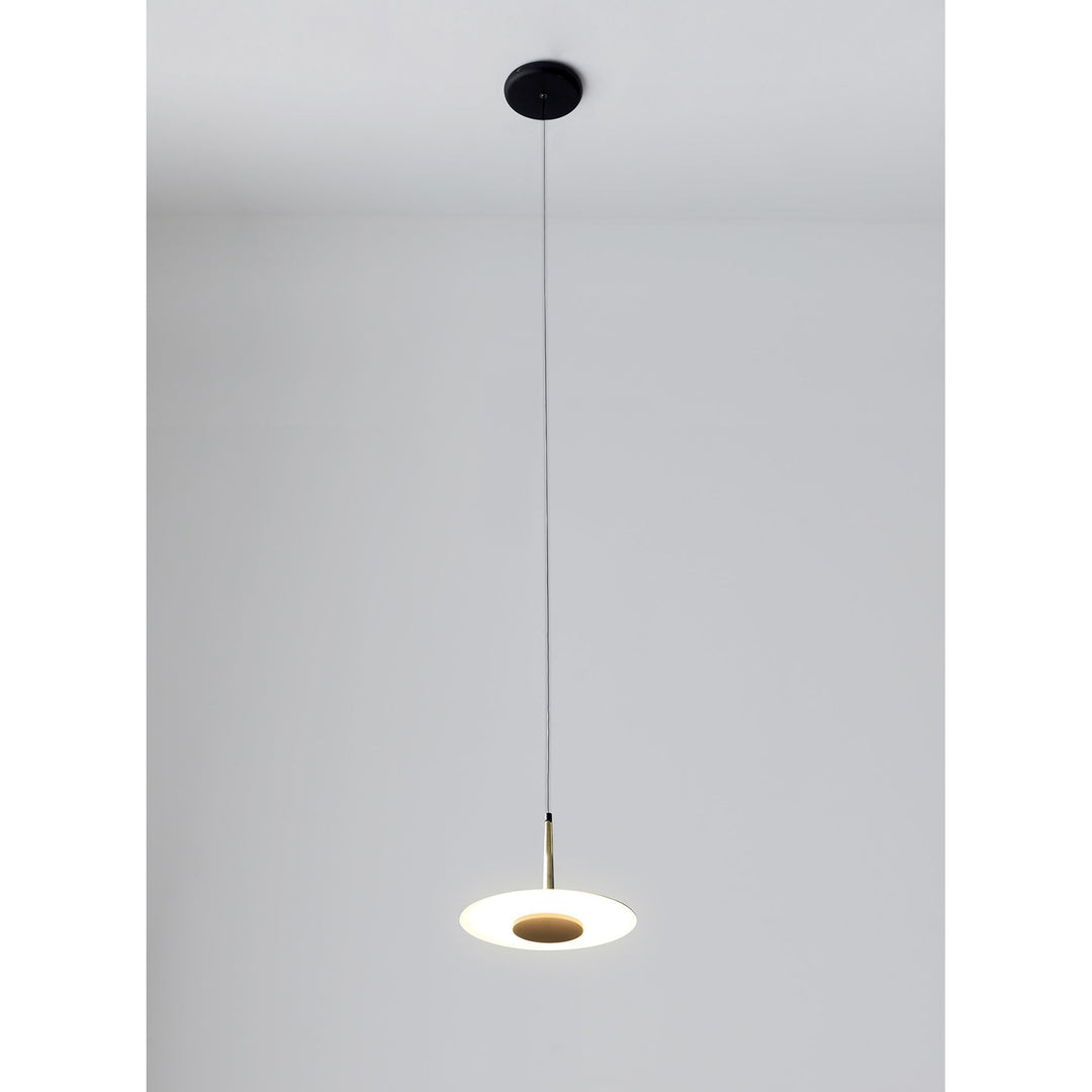 Mantra M7305 Orion 1 Light Pendant 8W LED Black/Antique Brass