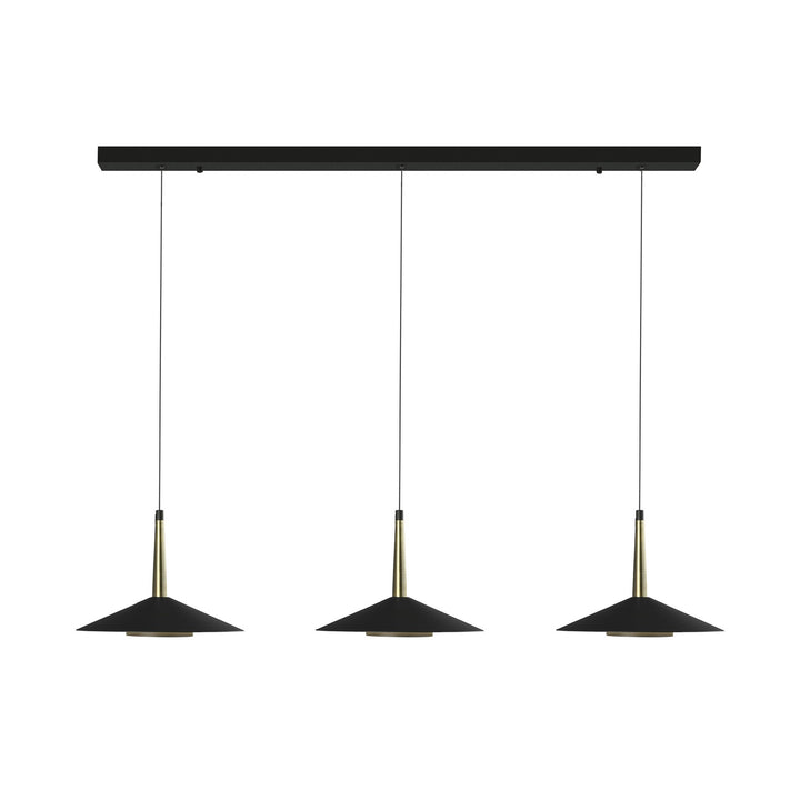 Mantra M7475 Orion 3 Light Linear Pendant 24W LED Black/Antique Brass