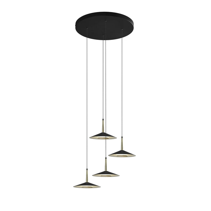 Mantra M7476 Orion 4 Light Round Pendant 32W LED Black/Antique Brass