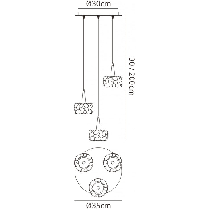 Mantra M3922 O2 Pendant 3 Light Polished Chrome