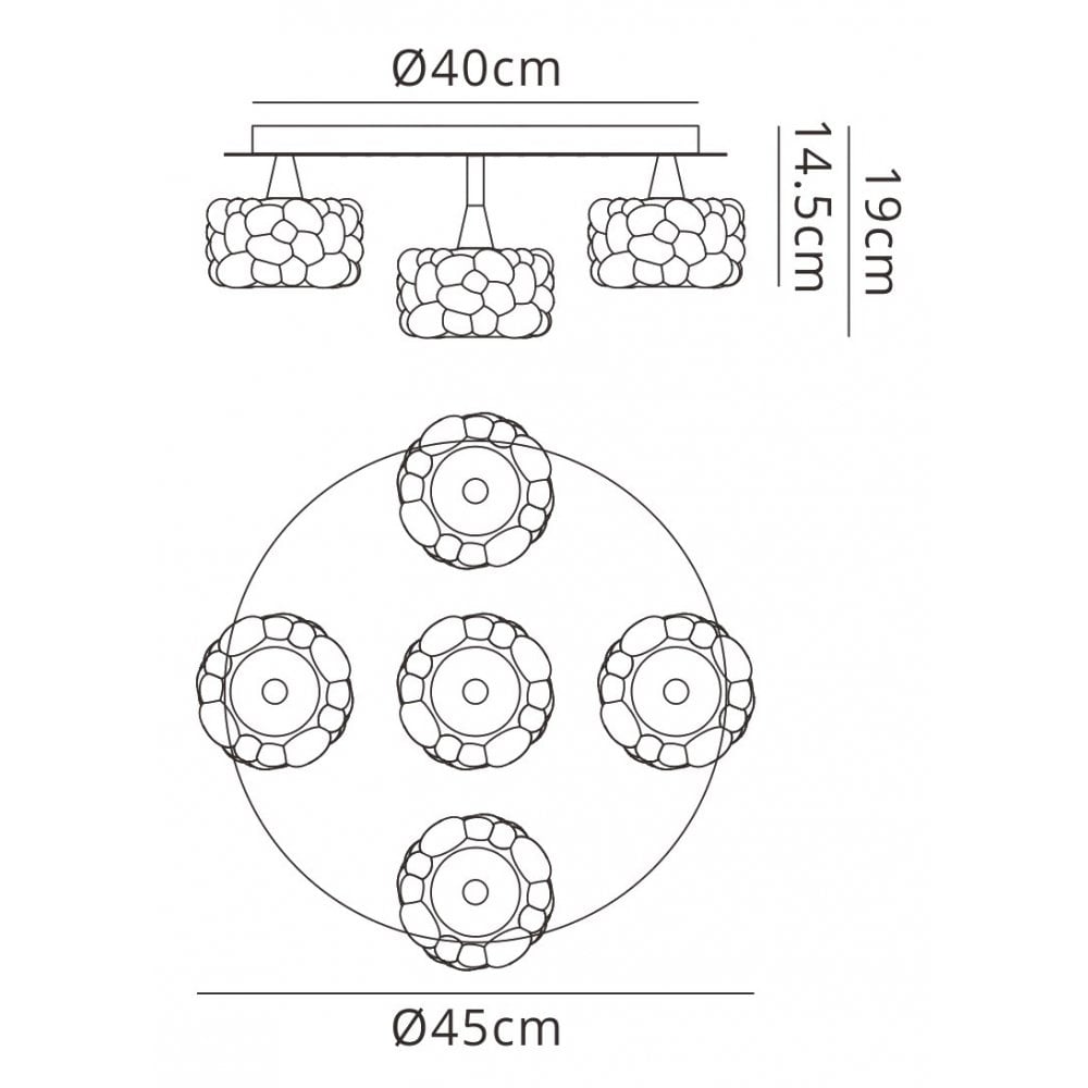 Mantra M3924 O2 Ceiling 5 Light Polished Chrome