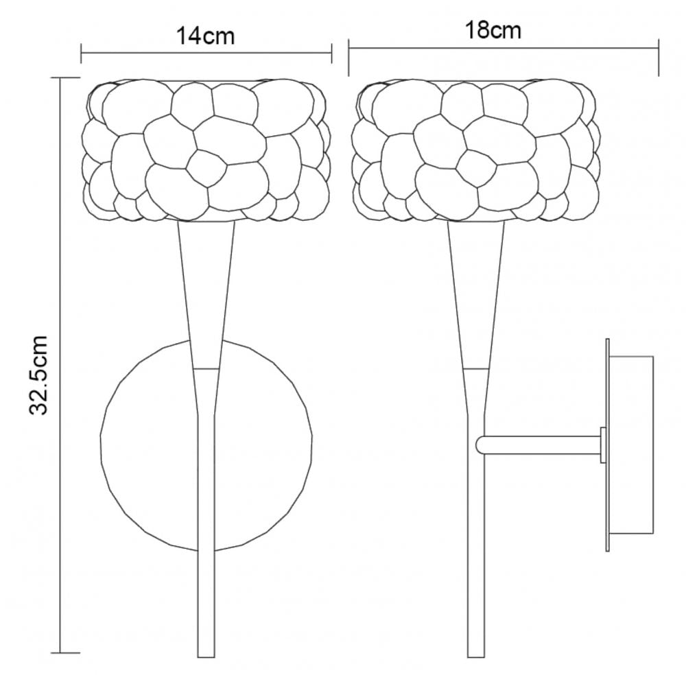 Mantra M3927/S O2 Wall Lamp Switched 1 Light Polished Chrome