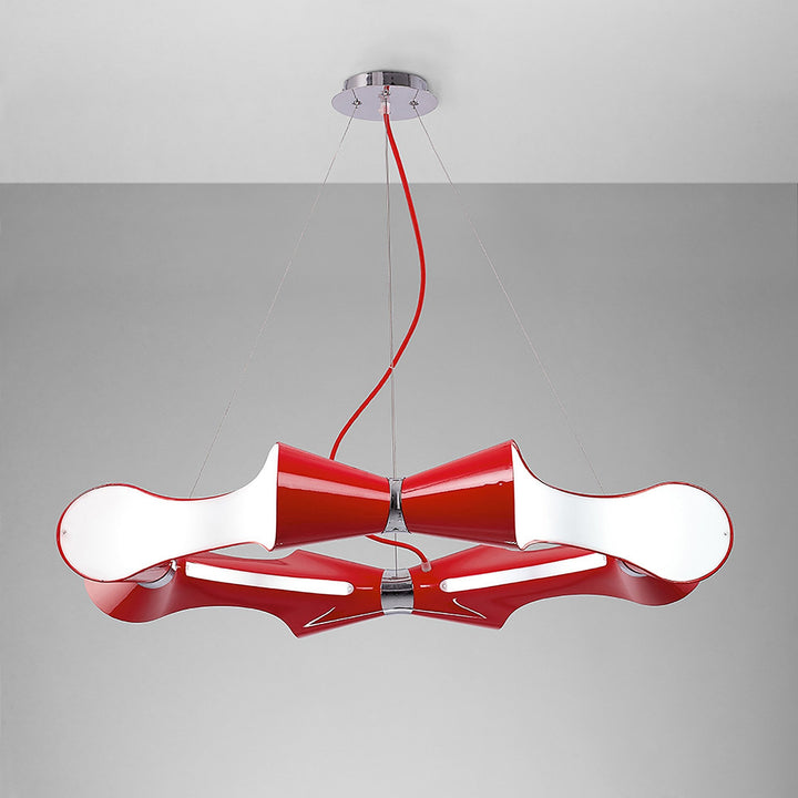 Mantra M1561 Ora Pendant 8 Light Round Polished Chrome/red