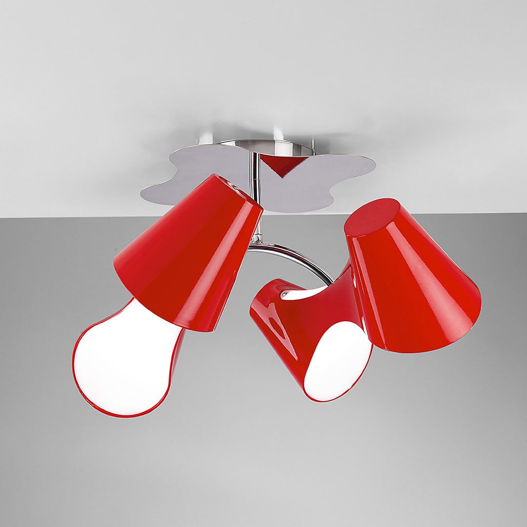 Mantra M1565 Ora Ceiling 4 Light Polished Chrome/red