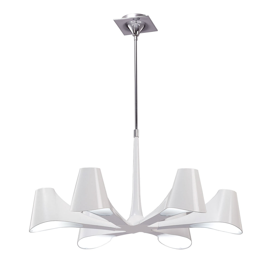 Mantra M1580 Ora Telescopic Convertible To Semi Flush 6 Light E27 Gloss White/White Acrylic/Polished Chrome