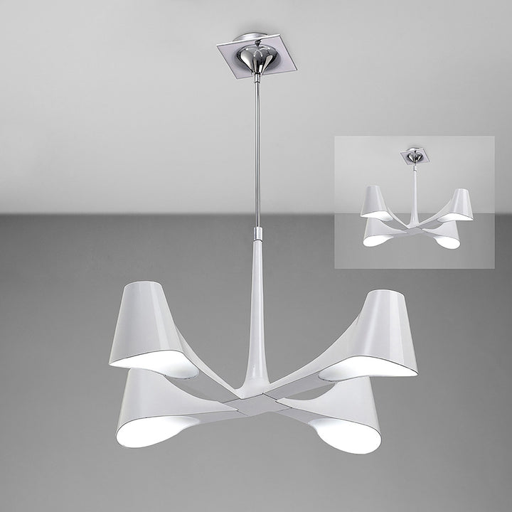 Mantra M1581 Ora Telescopic Convertible To Semi Flush 4 Light E27 Gloss White/White Acrylic/Polished Chrome