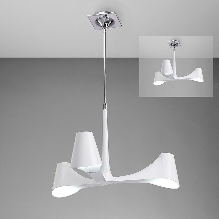 Mantra M1582 Ora Telescopic Convertible To Semi Flush 3 Light E27 Gloss White/White Acrylic/Polished Chrome