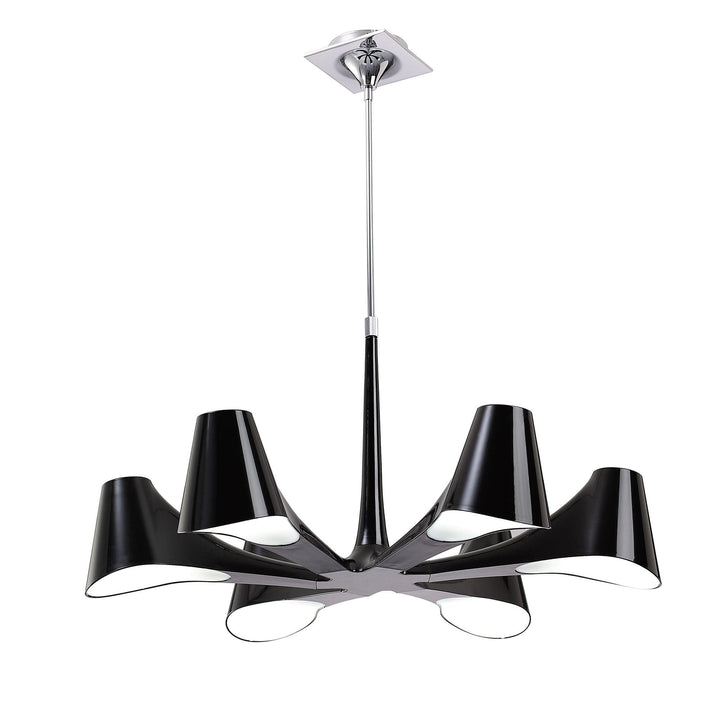 Mantra M1590 Ora Telescopic Convertible To Semi Flush 6 Light E27 Gloss Black/White Acrylic/Polished Chrome