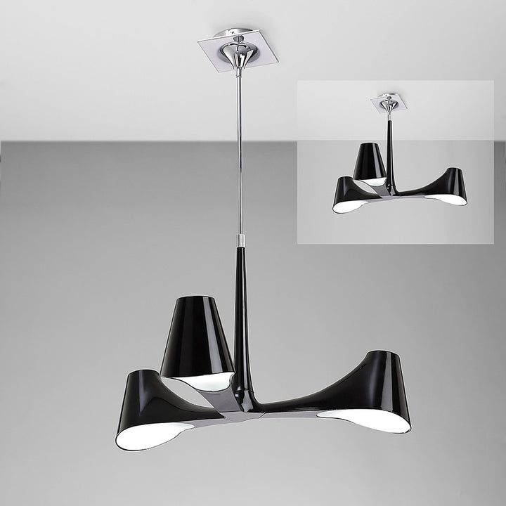 Mantra M1592 Ora Telescopic Convertible To Semi Flush 3 Light E27 Gloss Black/White Acrylic/Polished Chrome