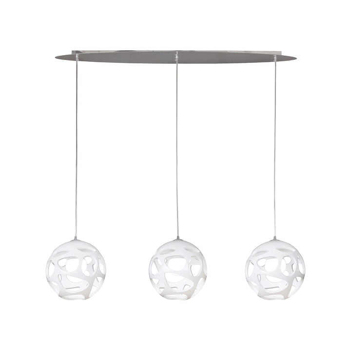 Mantra M5145 Organica Pendant 3 Light Line Gloss White Polished Chrome