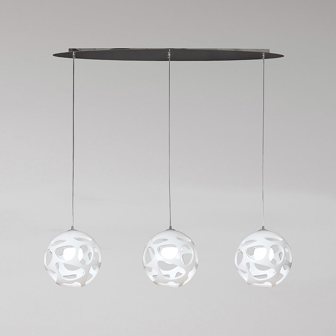 Mantra M5145 Organica Pendant 3 Light Line Gloss White Polished Chrome