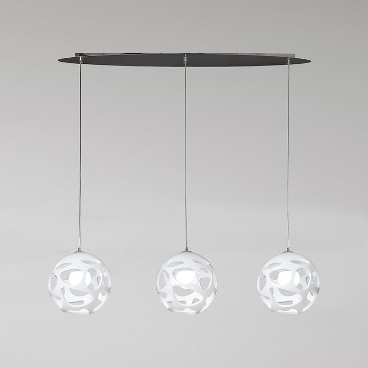 Mantra M5145 Organica Pendant 3 Light Line Gloss White Polished Chrome